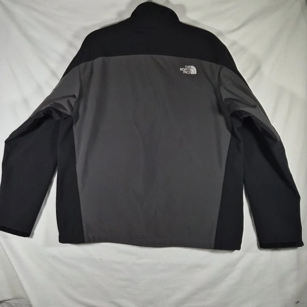 The North Face Men's XL Apex Softshell Jacket Black Gray Full Zip Fleece Lined